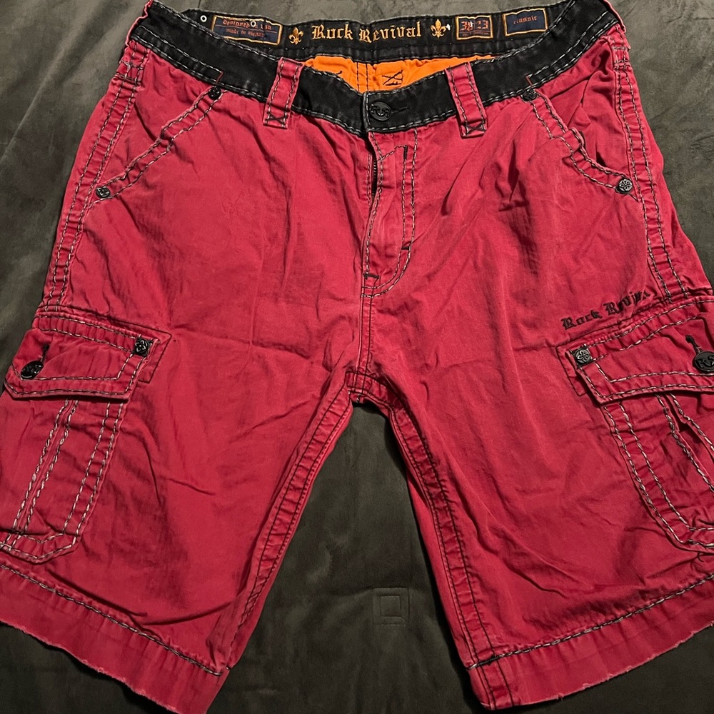 Rock Revival Cargo Shorts Red Size 38
